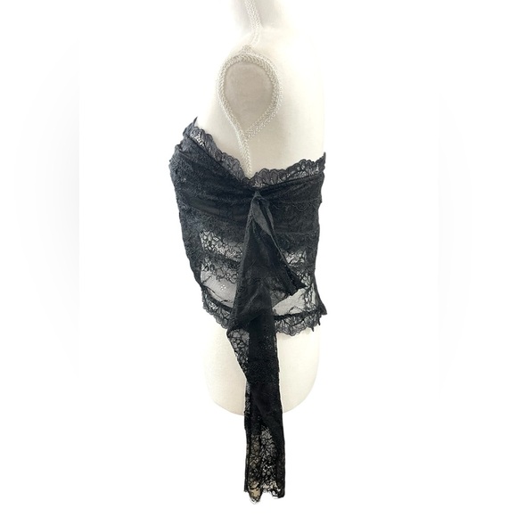 GUESS Zendai Off Shoulder Long Sleeve Lace Black Crop Top Dark Feminine Witchy - Picture 5 of 15